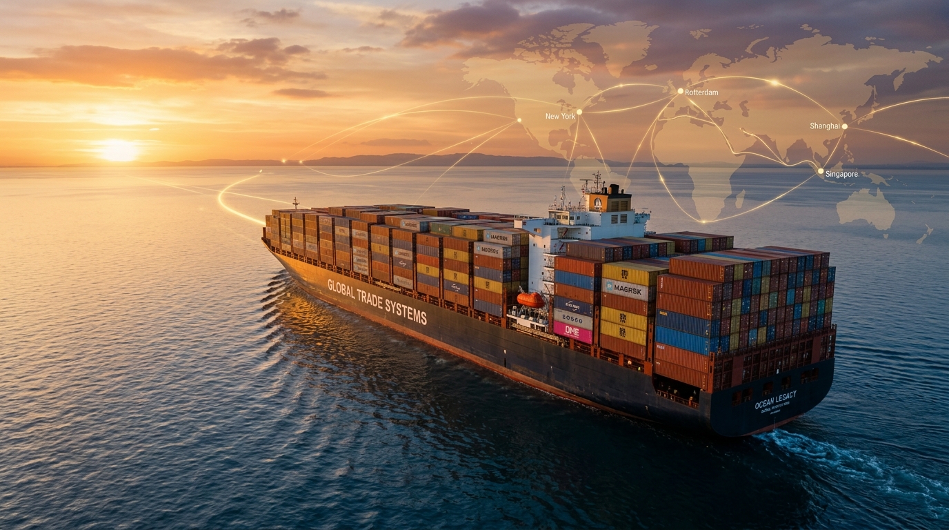 Shipping container packed with cardboard boxes for seafreight